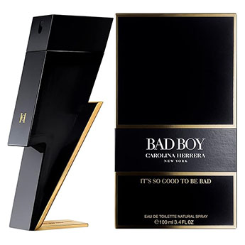 Perfume masculino Bad Boy de Carolina Herrera com notas especiadas e modernas