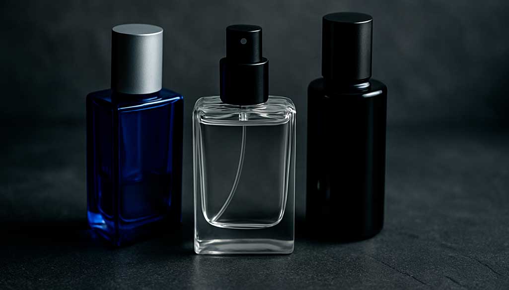 Perfumes masculinos até 100 reais com visual acessível e moderno sobre fundo escuro