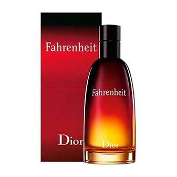Perfume Fahrenheit da Dior com frasco em degradê vermelho.