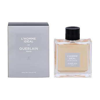 Frasco do L’Homme Idéal da Guerlain com estilo moderno e limpo.
