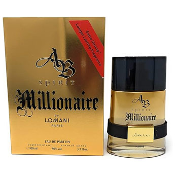 Frasco do perfume AB Spirit Millionaire, estilo especiado moderno, representando perfumes masculinos importados com bom custo-benefício.