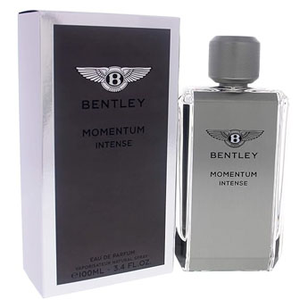 Frasco do perfume Bentley for Men Intense, estilo luxuoso, formal, representando perfumes masculinos importados com bom custo-benefício.