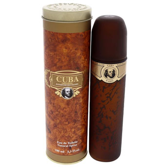 Frasco do perfume Cuba Gold, estilo alternativo, econômico, representando perfumes masculinos importados com bom custo-benefício.