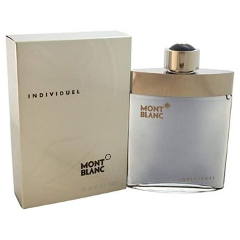 Frasco do perfume Montblanc Individuel, estilo doce sofisticado, representando perfumes masculinos importados com bom custo-benefício.