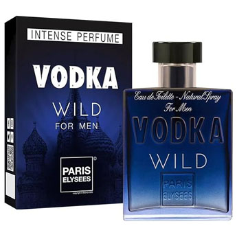Frasco do perfume Vodka Wild, estilo fresco, esportivo, representando perfumes masculinos importados com bom custo-benefício.